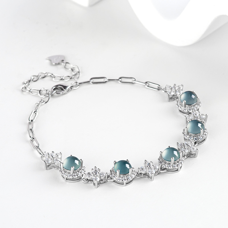 Bracelets - Blue Myanmar Jadeite Bracelet Natural Burmese