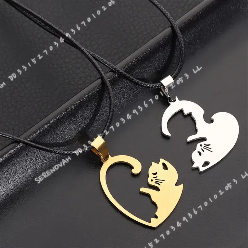 Magnetic Couple Matching Necklaces - 1 Pair Creative Cute Stainless Steel