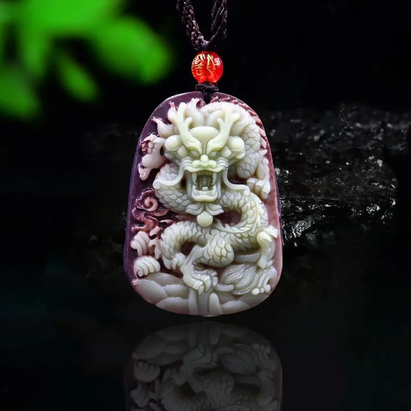 Necklaces - Purple Robe Jade Dragon Pendant Necklace