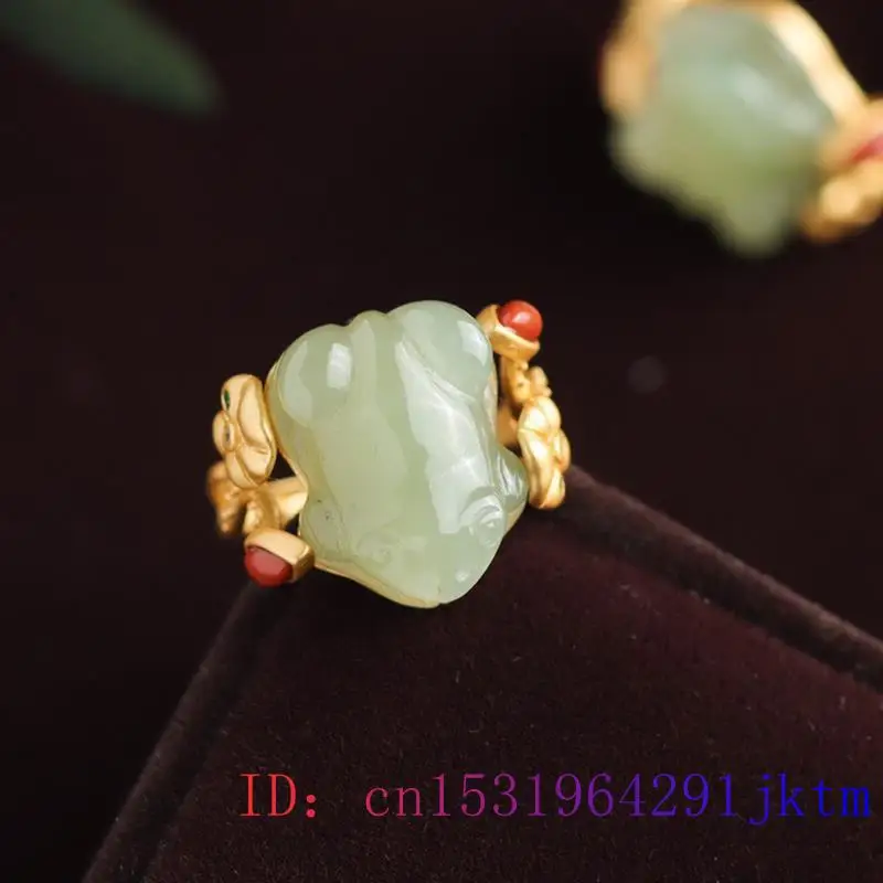 Green Jade Frog Rings Charms N - Rings 评论和价格
