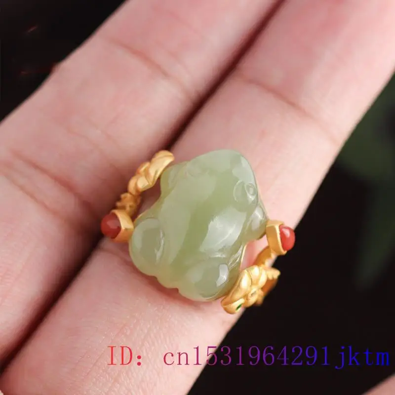 Green Jade Frog Rings Charms N - Rings 评论和价格