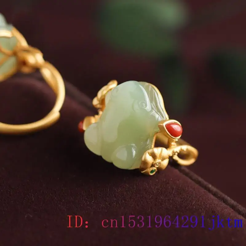 Green Jade Frog Rings Charms N - Rings 评论和价格