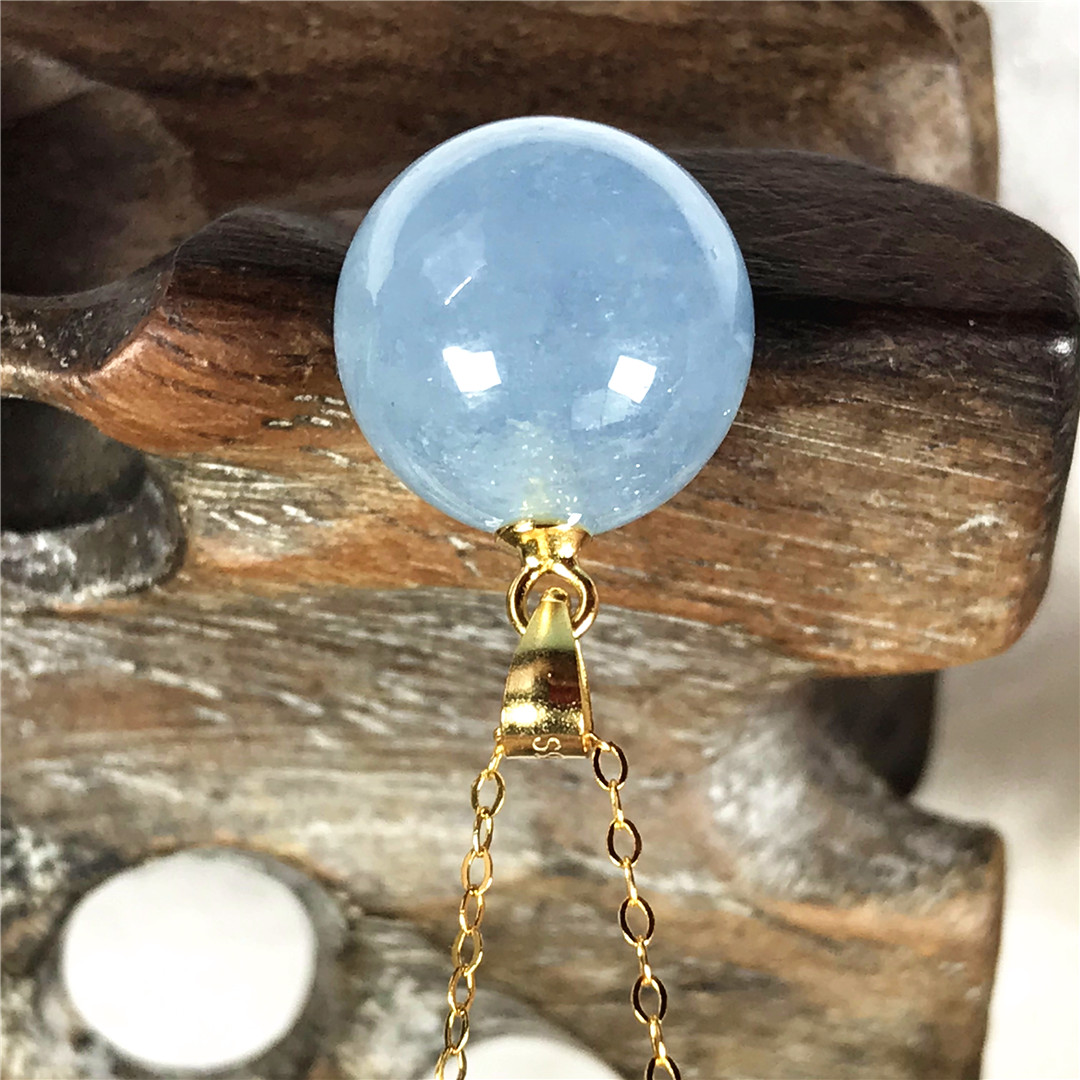 13mm Natural Blue Aquamarine P - 925 Sterling Silver Chain Necklace Men 评论和价格