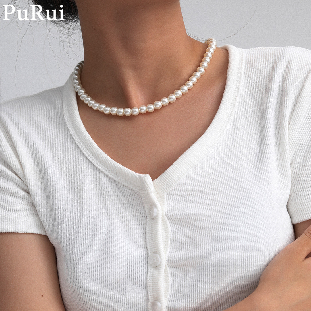 Minimalist Imitation Pearl Cho - Pearl Choker Necklace Vintage 评论和价格
