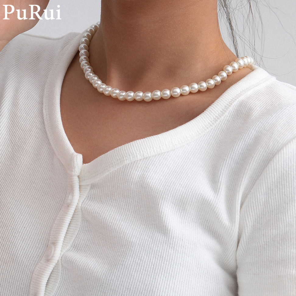 Minimalist Imitation Pearl Cho - Pearl Choker Necklace Vintage 评论和价格