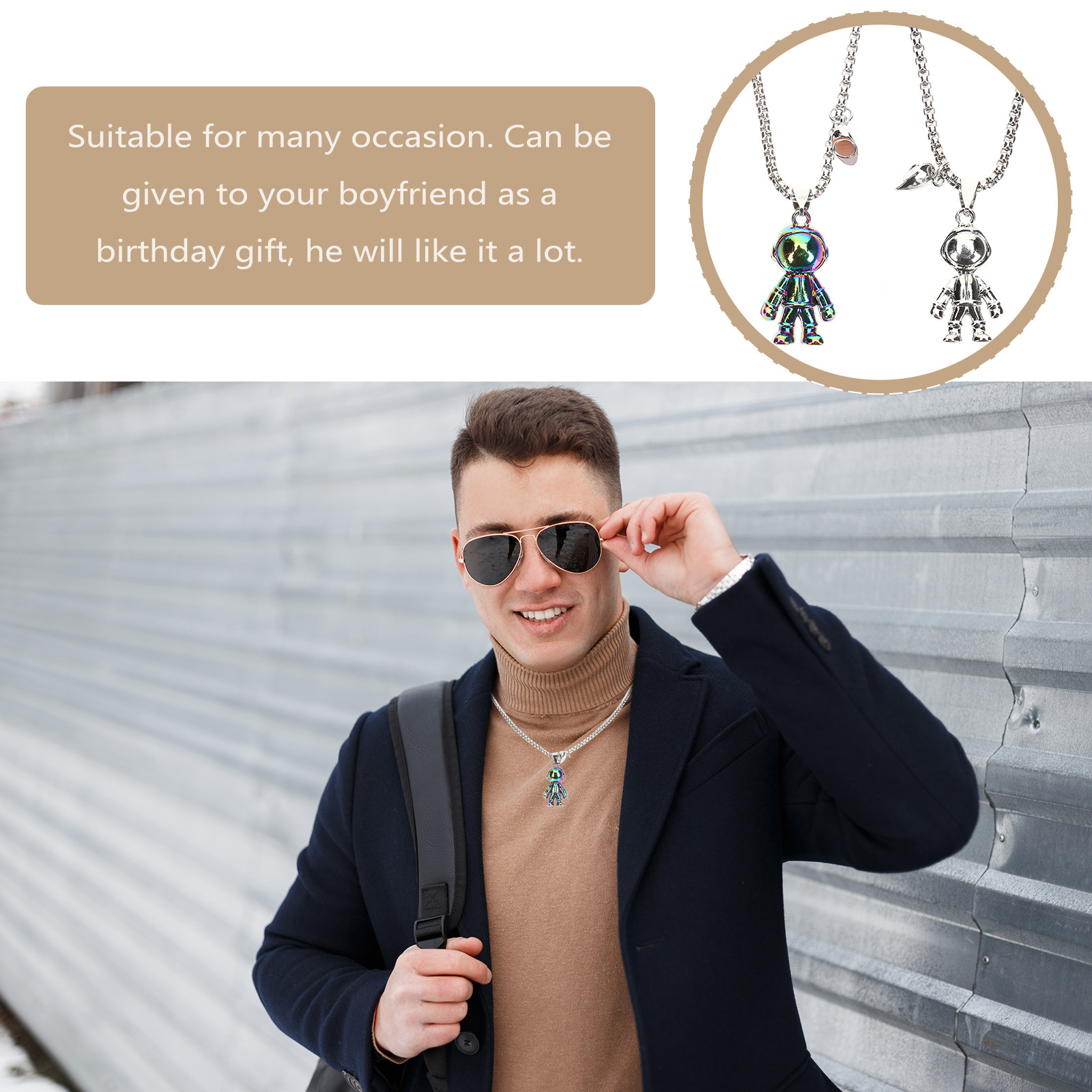 1Pair Matching Couple Necklace - Magnetic Couple Matching Necklaces 评论和价格