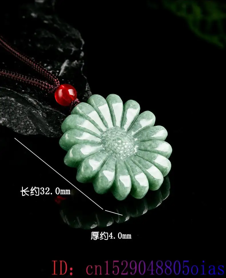 Green Jadeite Sunflower Pendan - Necklaces 评论和价格