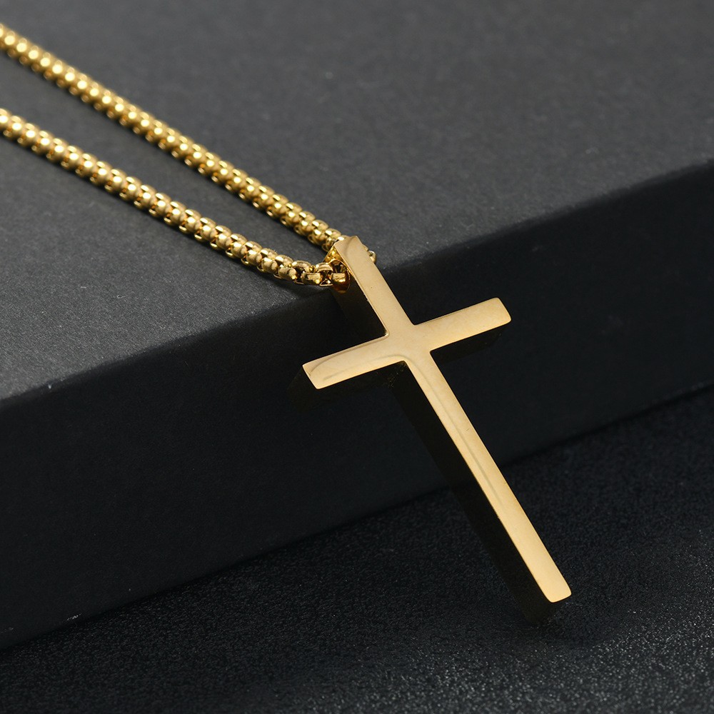 Punk Style Crucifix Pendant Ti - Cross Pendant Necklace Gold 评论和价格