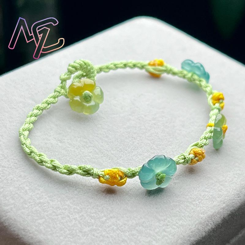 Myanmar Jadeite Flower Bracele - Bracelets 评论和价格