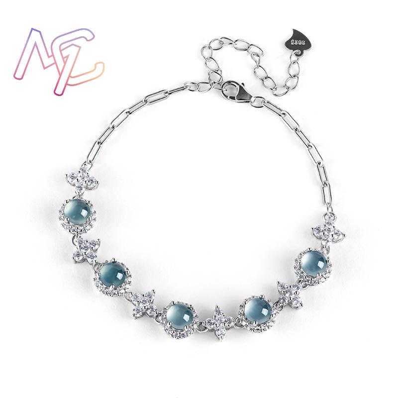 Blue Myanmar Jadeite Bracelet  - Bracelets 评论和价格