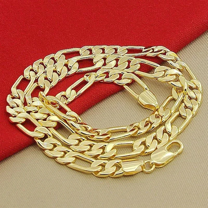 925 Sterling silver 18K gold N - 925 Sterling Silver Chain Necklace Men 评论和价格