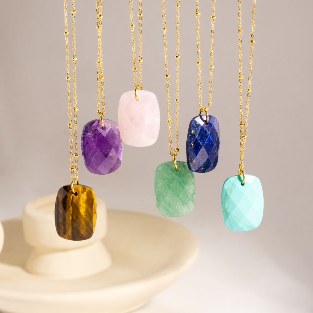1pc Natural Stone Pendant Stai - Crystal Pendant Necklace Natural Stone 评论和价格