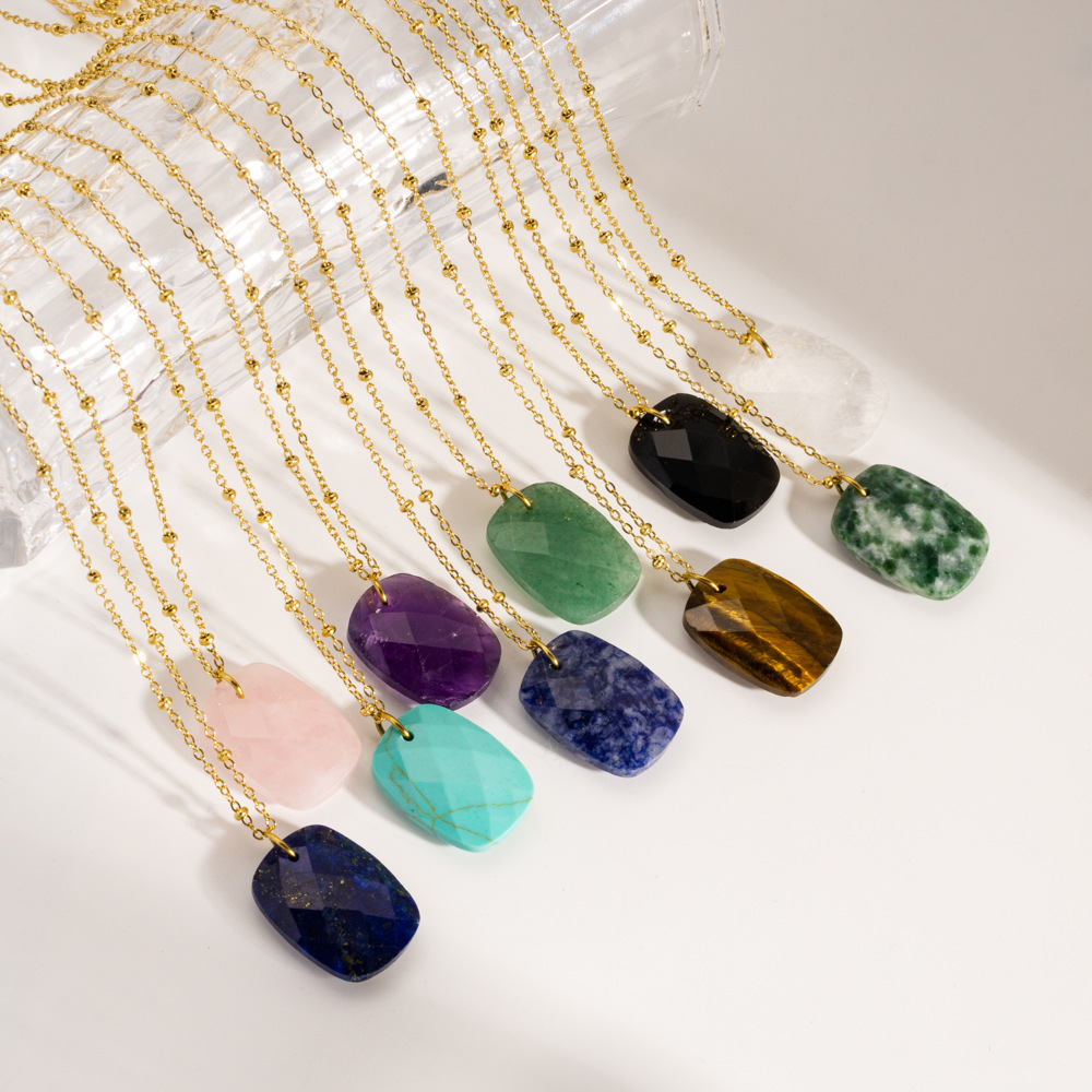 1pc Natural Stone Pendant Stai - Crystal Pendant Necklace Natural Stone 评论和价格