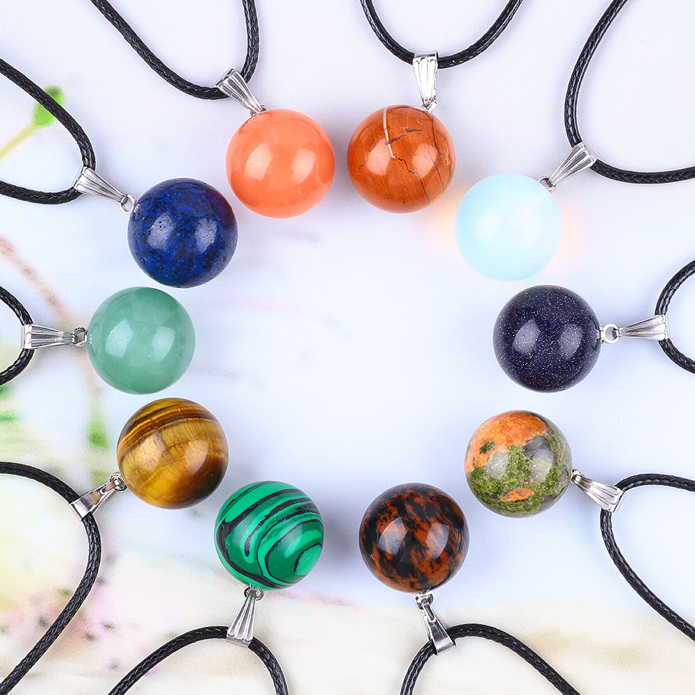 20pcs/ Bag 14mm  Natural Stone - Crystal Pendant Necklace Natural Stone 评论和价格