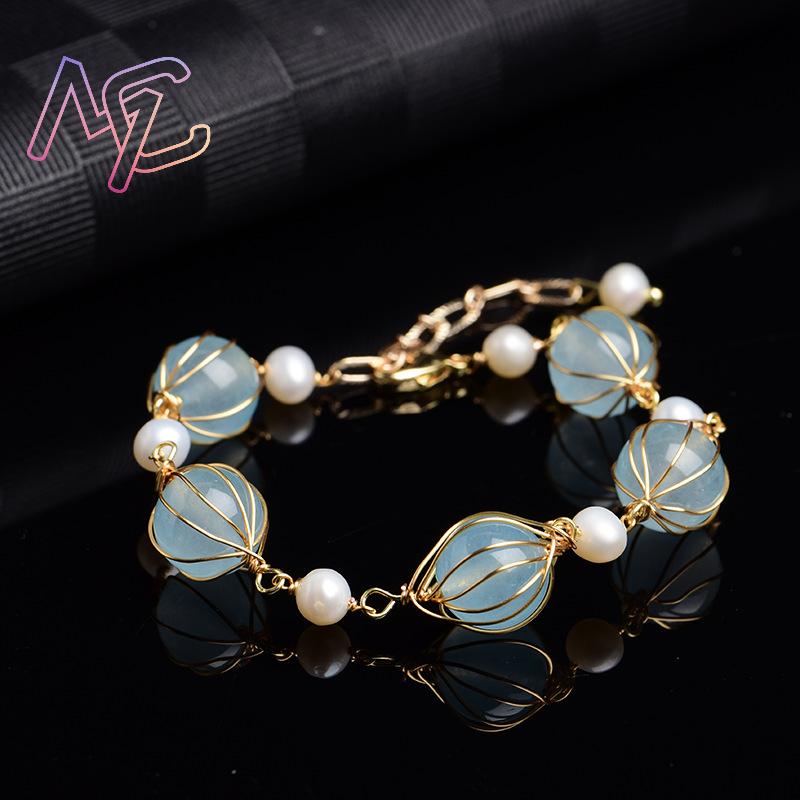 Blue Natural Jade Bead Earring - Earrings 评论和价格
