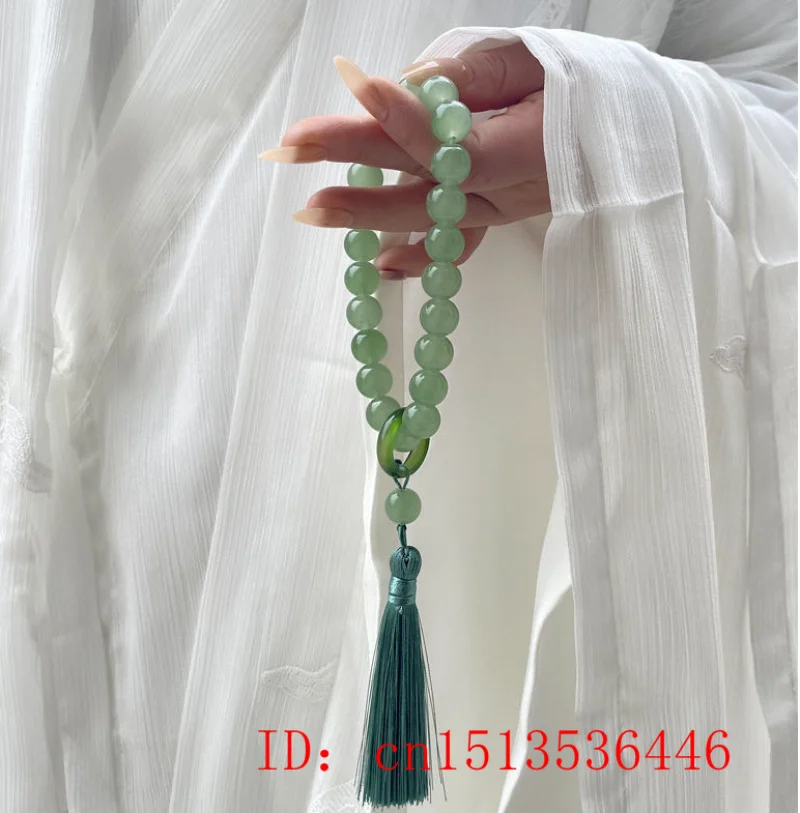 Green Jade Stone 12mm Beads Ta - Bracelets 评论和价格