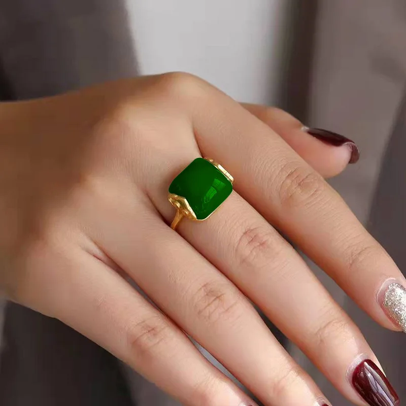 Natural Hetian Jade Ring Fashi - Rings 评论和价格